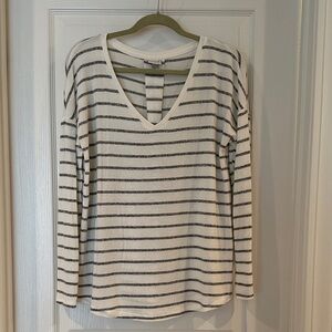 a new day Black and White Striped V-Neck Sweater